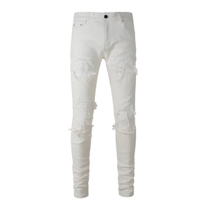 The Elysium Biker Distressed Jeans WellMan Studios White 28 