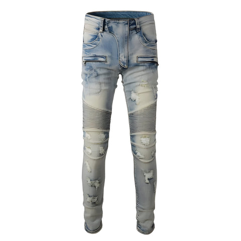 The Ashford Distressed Biker Jeans WellMan Studios 28 