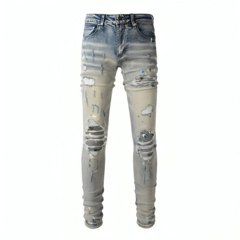 The Somerset Distressed Biker Jeans WellMan Studios 28 