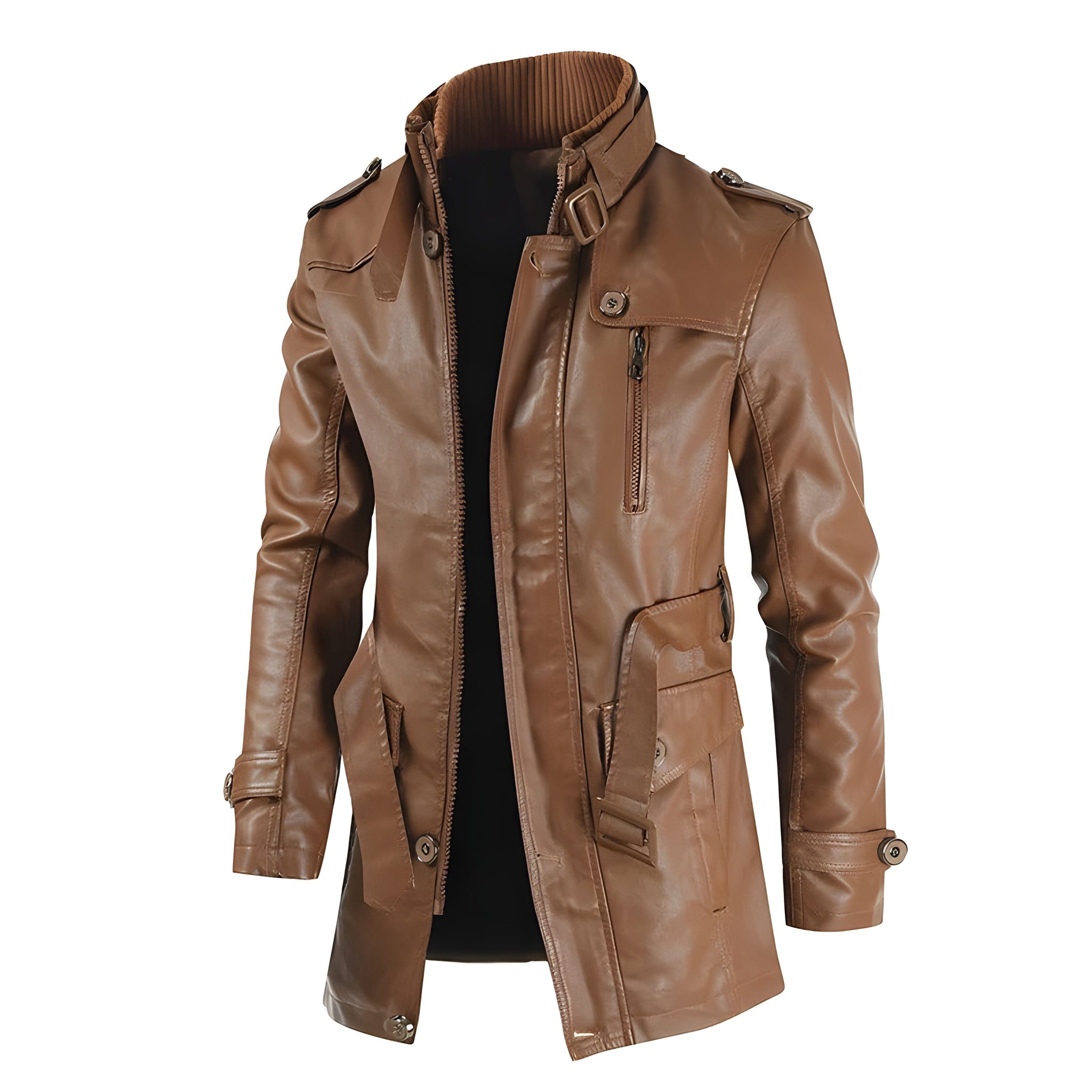 The Draven Faux Leather Jacket WellMan Studios Brown S 