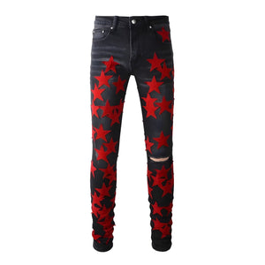 The Calista Patchwork Denim Jeans WellMan Studios Red 28 