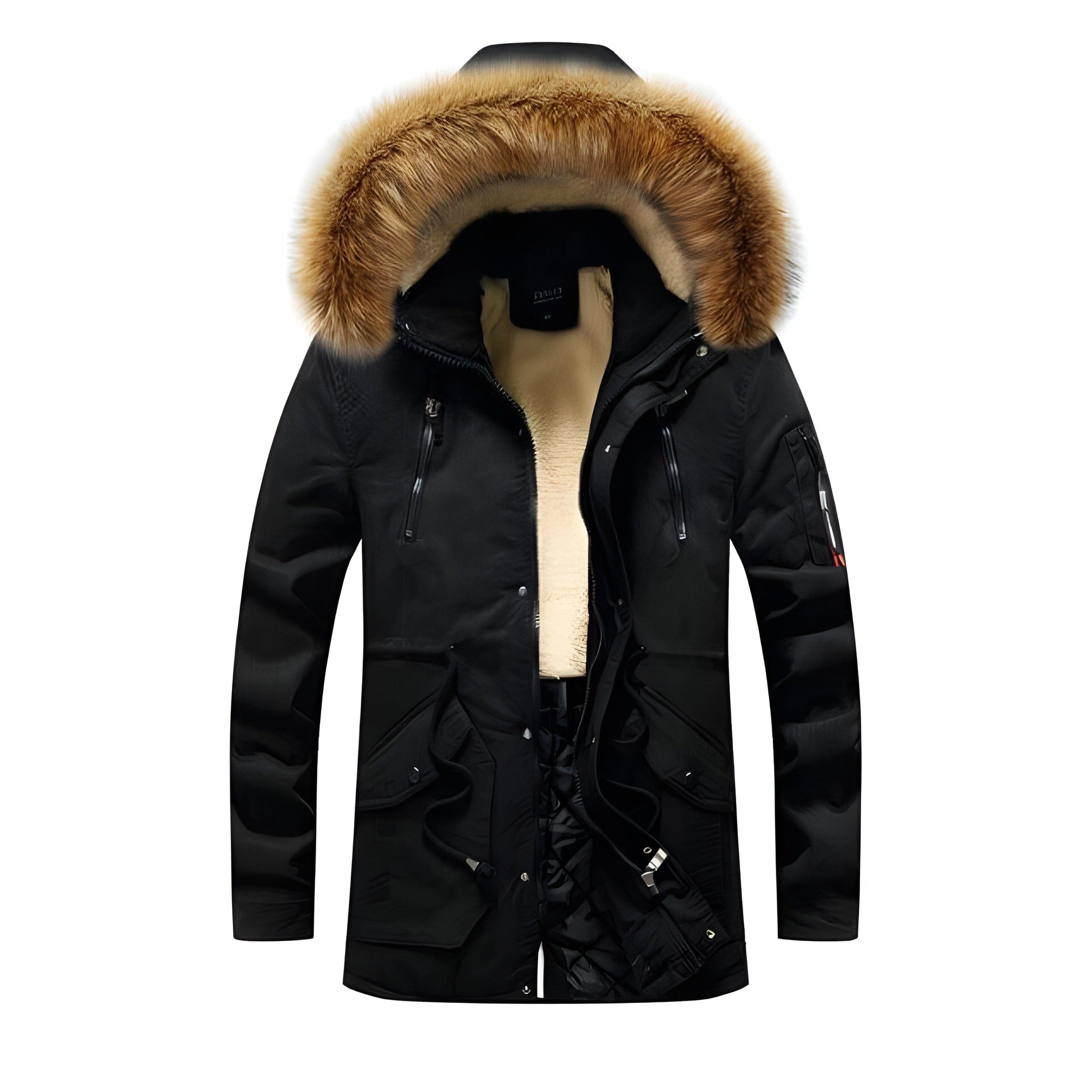 The Grizzly Faux Fur Hooded Winter Jacket - Multiple Colors Well Worn Black XS 