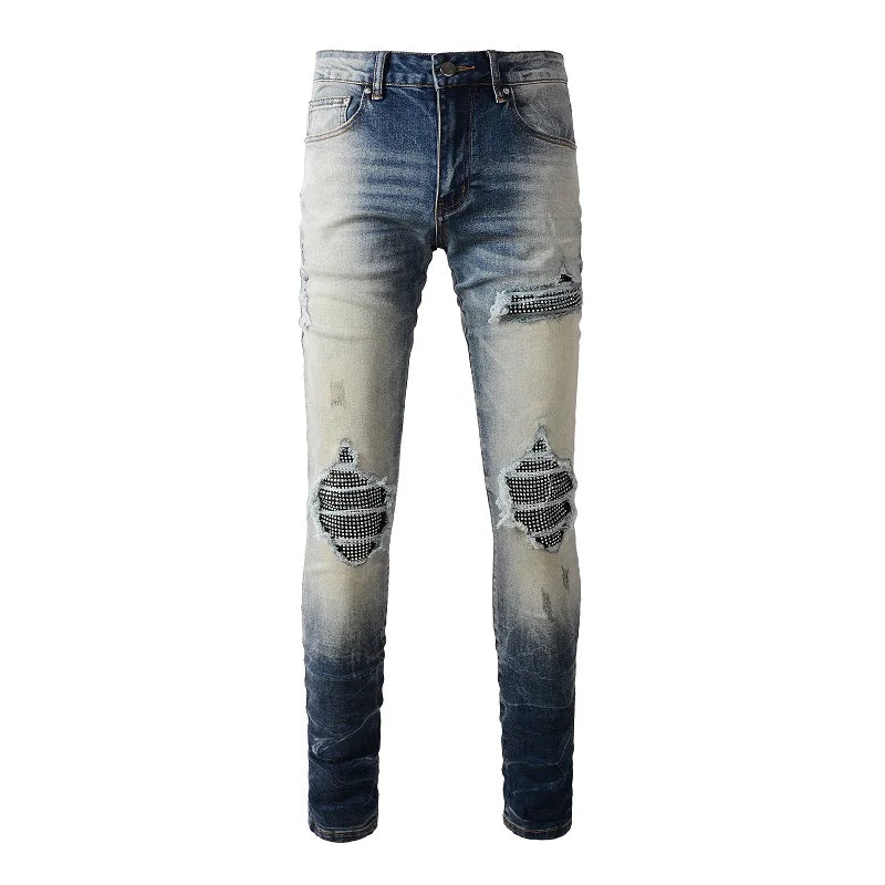 The Hawthorne Rhinestone Distressed Jeans WellMan Studios 32 