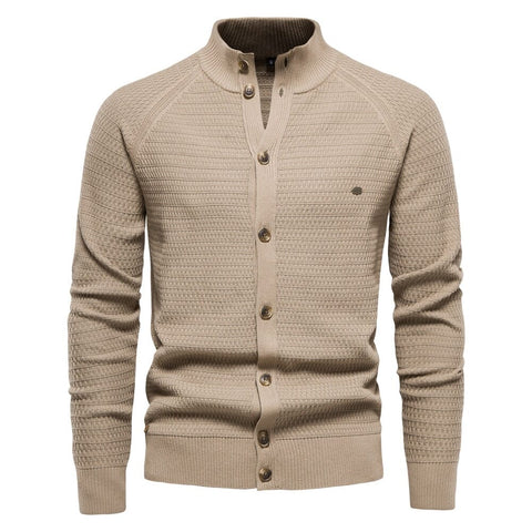 The Reuben Slim Fit Knitted Pullover Cardigan - Multiple Colors 0 WM Studios Beige S 