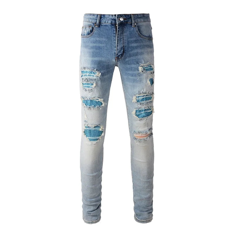 The Montague Rhinestone Distressed Jeans WellMan Studios 40 