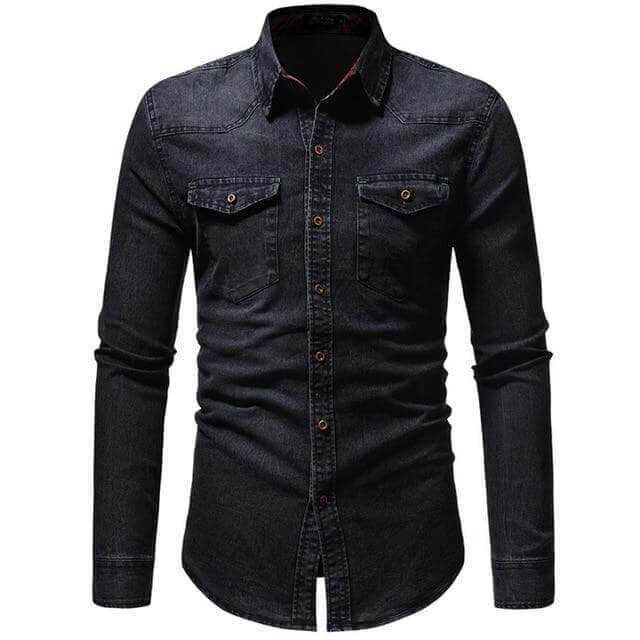 The Frederick Long Sleeve Denim Shirt - Onyx Na housekeeper Store M 